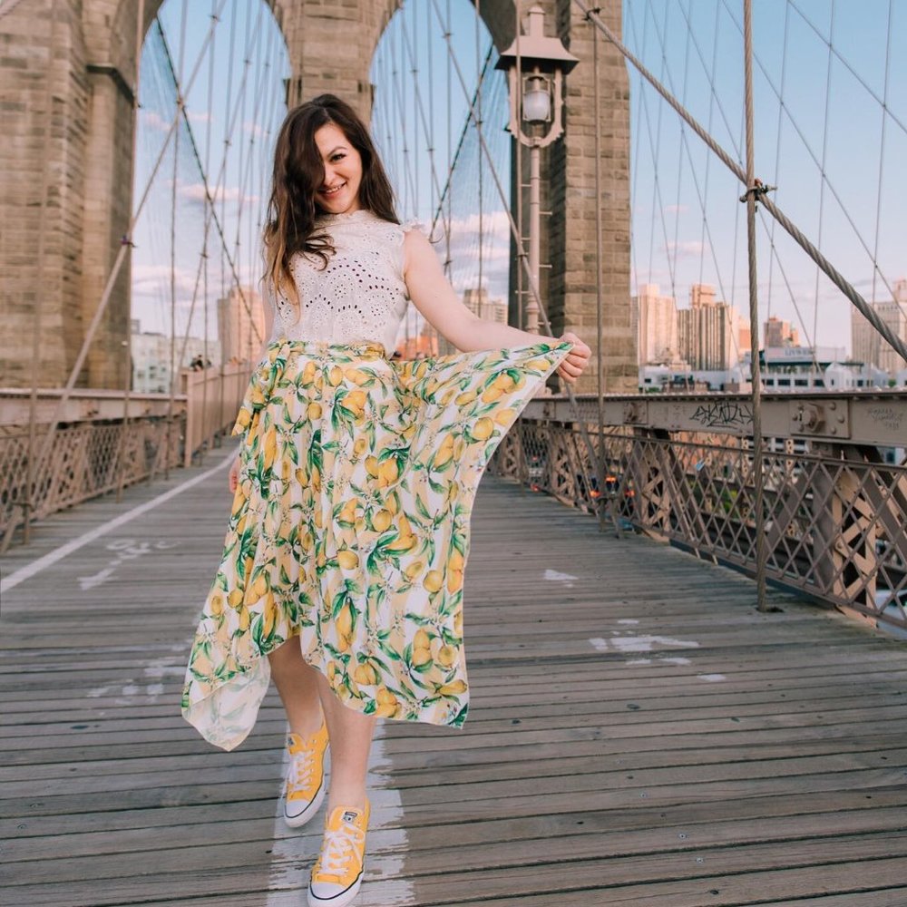 Boohoo Lemon All Over Print midi Flowy Skirt